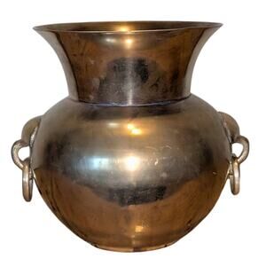 Vintage Old Brass Metal Spittoon Decorative Two Rings Handled Vessel